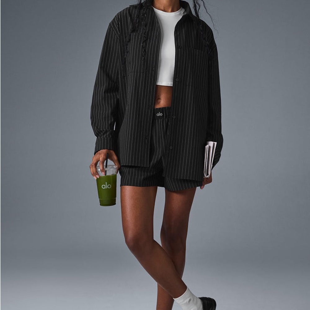 ALO Yoga Black Button Down Shirt